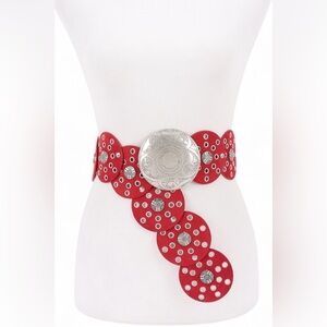 Vegan Leather Western Concho Statement Belt